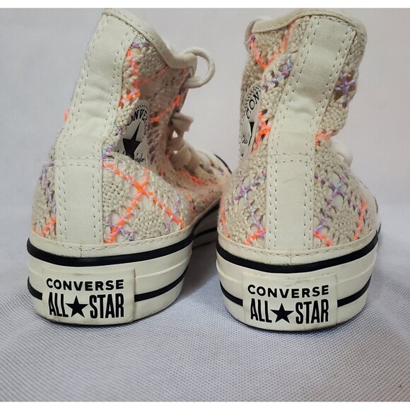 Converse Chuck Taylor Lace Up Hi Top Summer Boho Crochet Womens 7 Multi Color - Picture 5 of 8